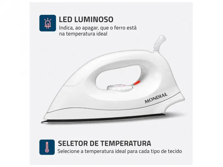 Ferro de Passar Roupa a Seco Mondial