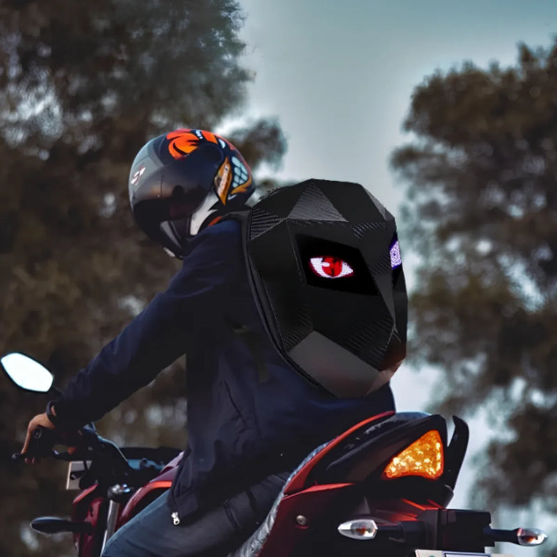 Mochila com bluetooth olhos Led Motoqueiro inteligente Smart Bag