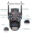 Câmera Segurança A35 Lente Tripla Sirene App Icsee 9mp Cor Preto