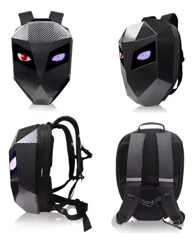 Mochila com bluetooth olhos Led Motoqueiro inteligente Smart Bag