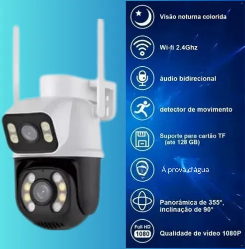 Câmera De Visão Noturna E Rastreamento Inteligente Wi-fi Ptz Cor Branco
