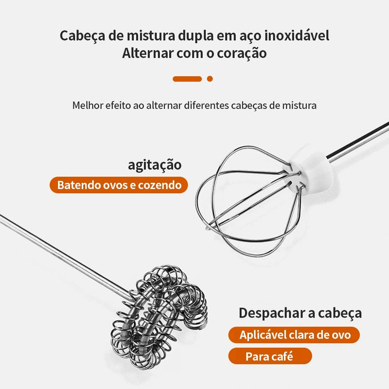 Batedor Misturador Mixer Elétrico para Bebidas