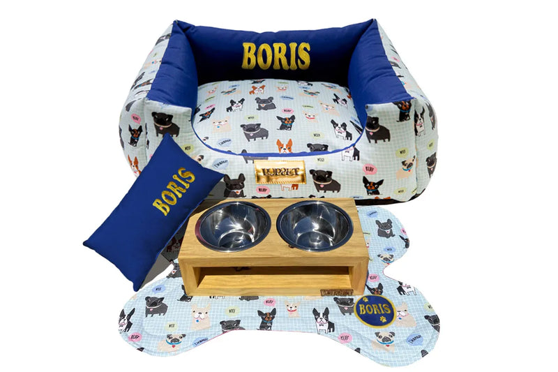Kit Enxoval Completo para Cachorro 100% Impermeavel Luppet Azul Cachorrinho