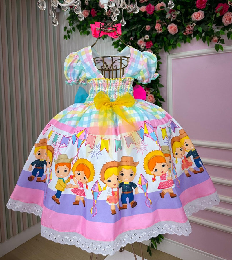 Vestido junino infantil Marie Luxo Quermesse das Cores