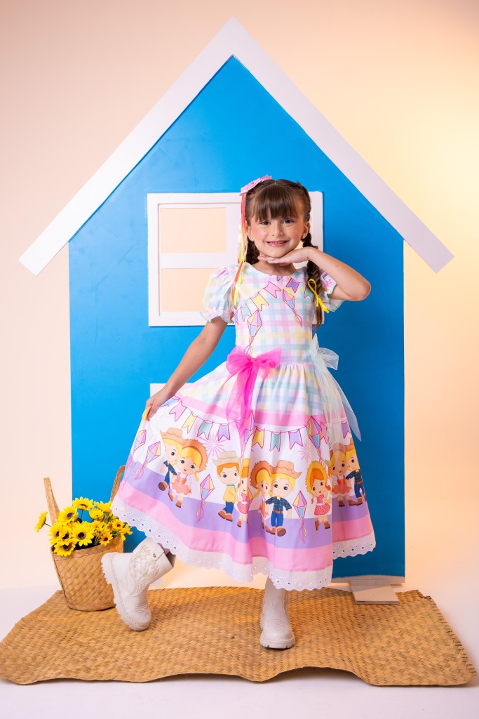 Vestido junino infantil Marie Luxo Quermesse das Cores