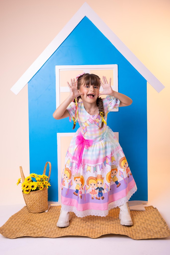 Vestido junino infantil Marie Luxo Quermesse das Cores