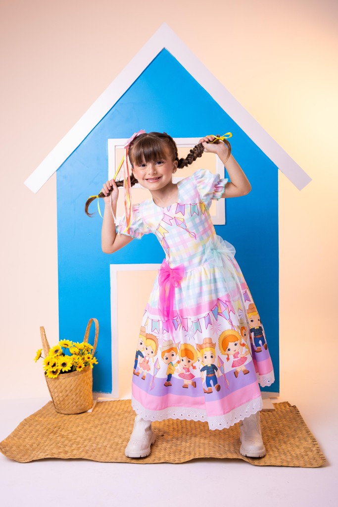 Vestido junino infantil Marie Luxo Quermesse das Cores