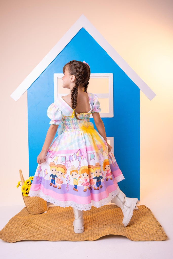 Vestido junino infantil Marie Luxo Quermesse das Cores